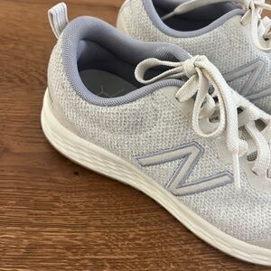 EUC New Balance cream Knit Lace-Up Sneakers